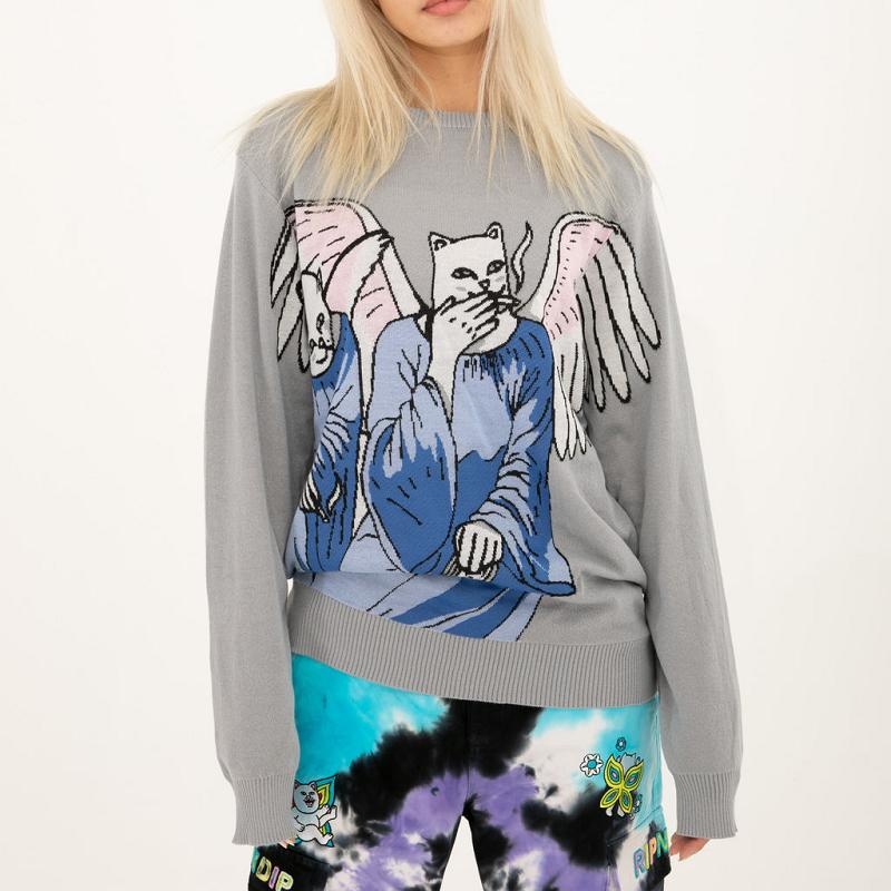 Ripndip Heaven And Hell Knit Sweaters Light Blue | CA VD2152