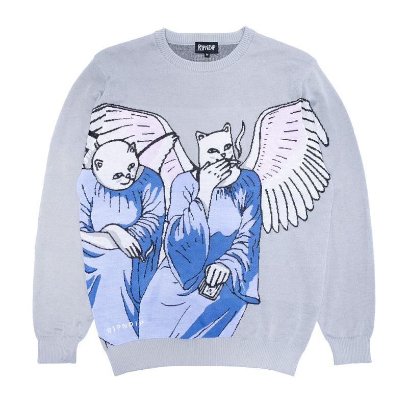 Ripndip Heaven And Hell Knit Sweaters Light Blue | CA VD2152