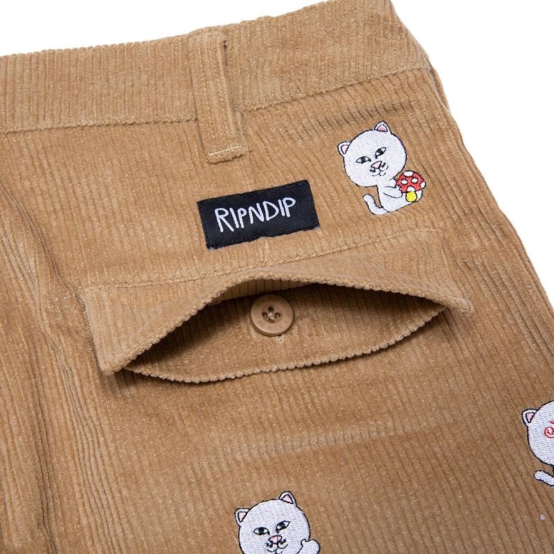 Ripndip Hello Nermy Corduroy Embroidered Pants Brown | CA AP2419