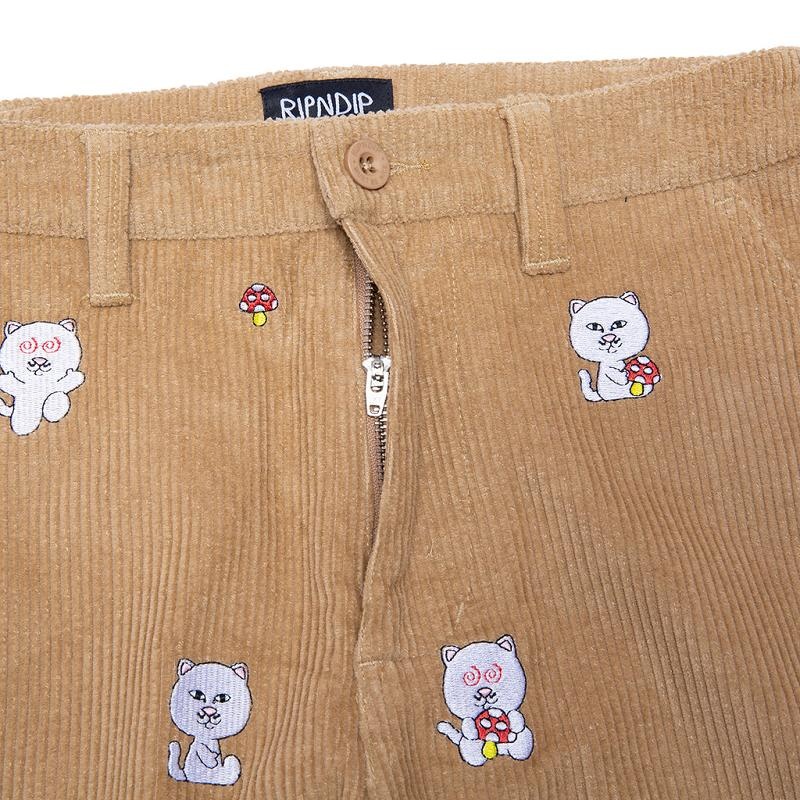 Ripndip Hello Nermy Corduroy Embroidered Pants Brown | CA AP2419