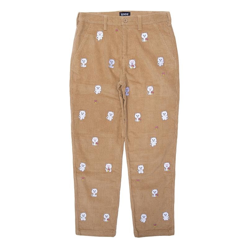 Ripndip Hello Nermy Corduroy Embroidered Pants Brown | CA AP2419