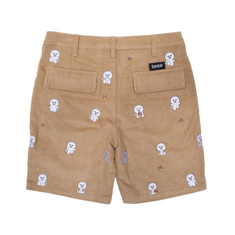 Ripndip Hello Nermy Corduroy Embroidered Shorts Brown | CA VD2204