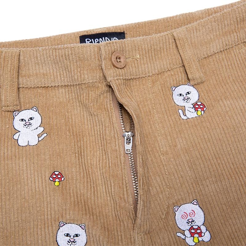 Ripndip Hello Nermy Corduroy Embroidered Shorts Brown | CA VD2204