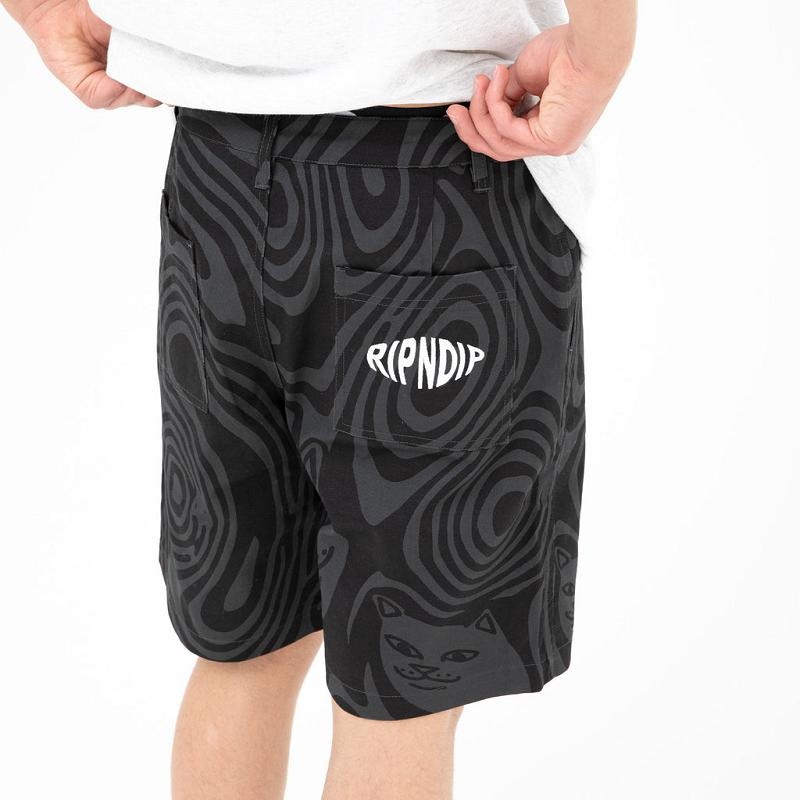 Ripndip Hypnotic Cotton Twill Shorts Black | CA JJ2198