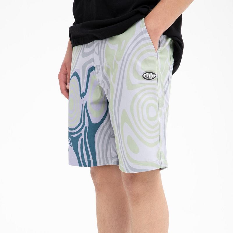 Ripndip Hypnotic Twill Shorts Grey / Lavender | CA HK2197