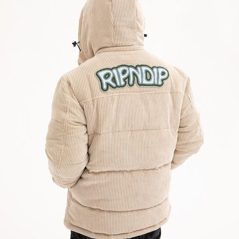 Ripndip Intertwined Corduroy Puffer Jackets Khaki | CA YU2502