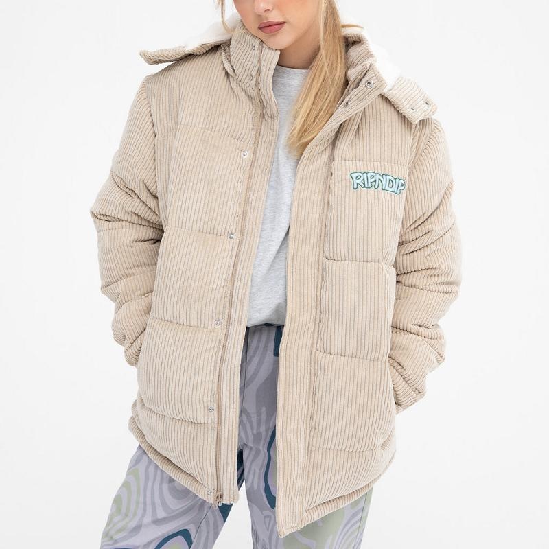 Ripndip Intertwined Corduroy Puffer Jackets Khaki | CA YU2502