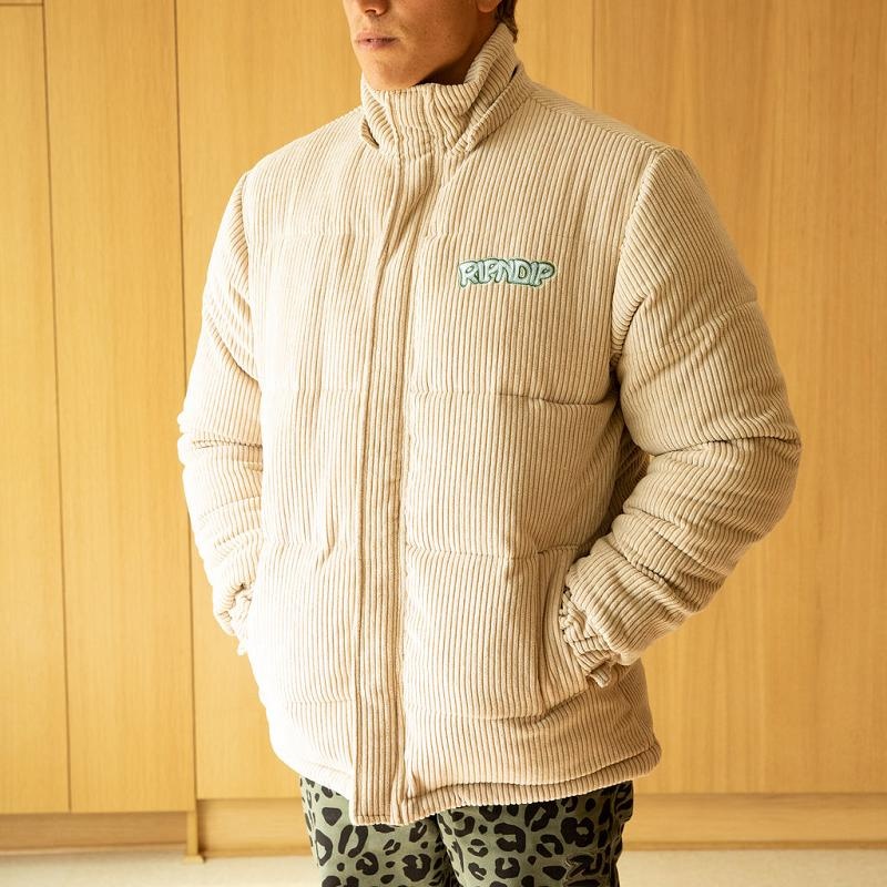 Ripndip Intertwined Corduroy Puffer Jackets Khaki | CA YU2502