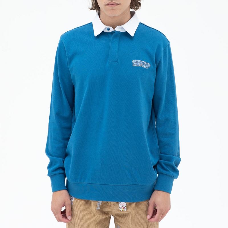 Ripndip Intertwined Long Sleeve Rugby Sweaters Blue | CA WY2157