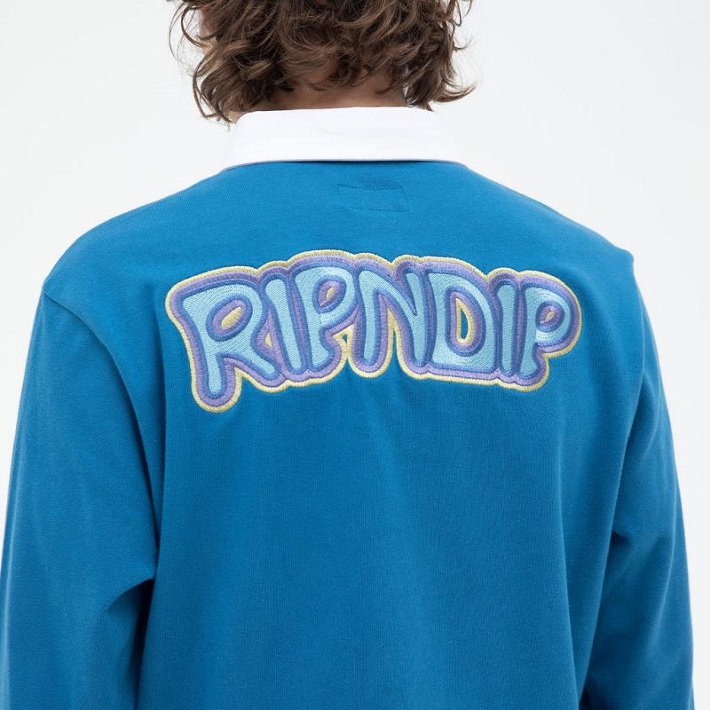 Ripndip Intertwined Long Sleeve Rugby Sweaters Blue | CA WY2157