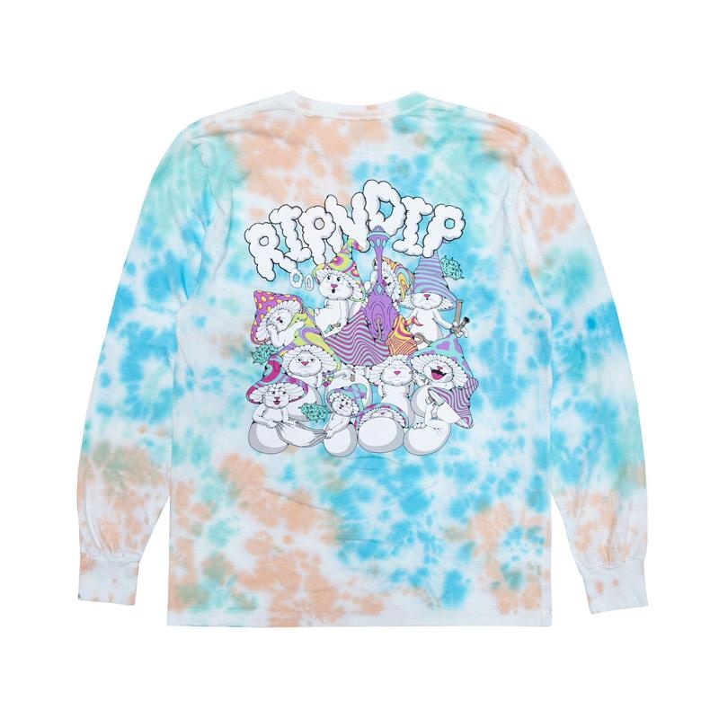 Ripndip Kaleidoscopic Long Sleeve Light Blue / Coral | CA PQ2446