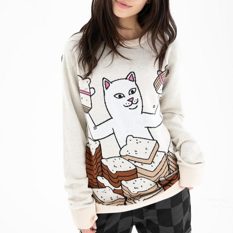 Ripndip Lets Get this Bread Knit Sweaters Beige | CA KI2147