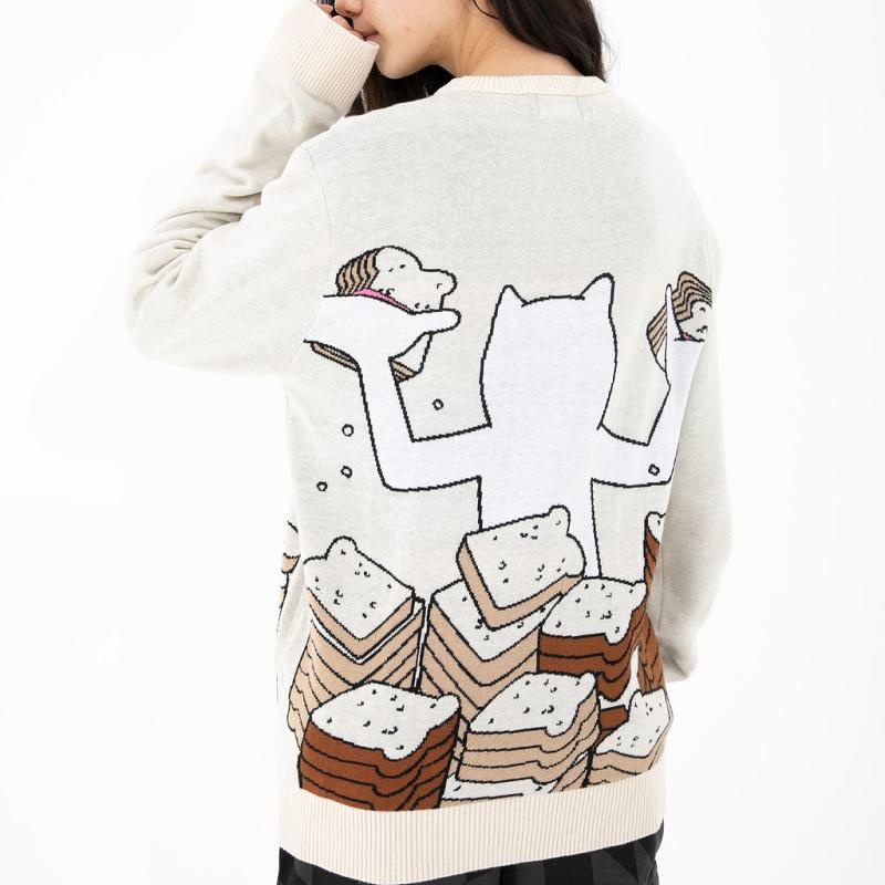 Ripndip Lets Get this Bread Knit Sweaters Beige | CA KI2147