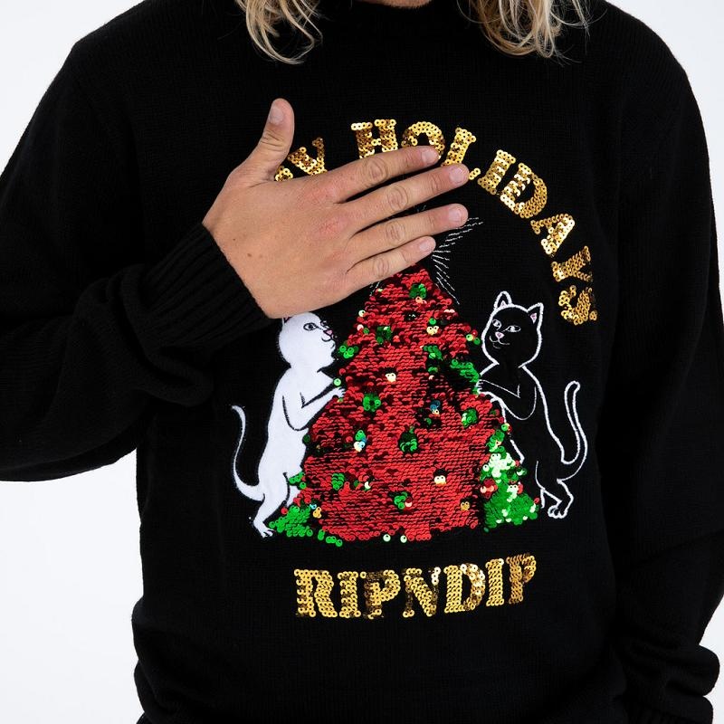 Ripndip Litmas Tree Knitted Sweaters Black | CA MA2155