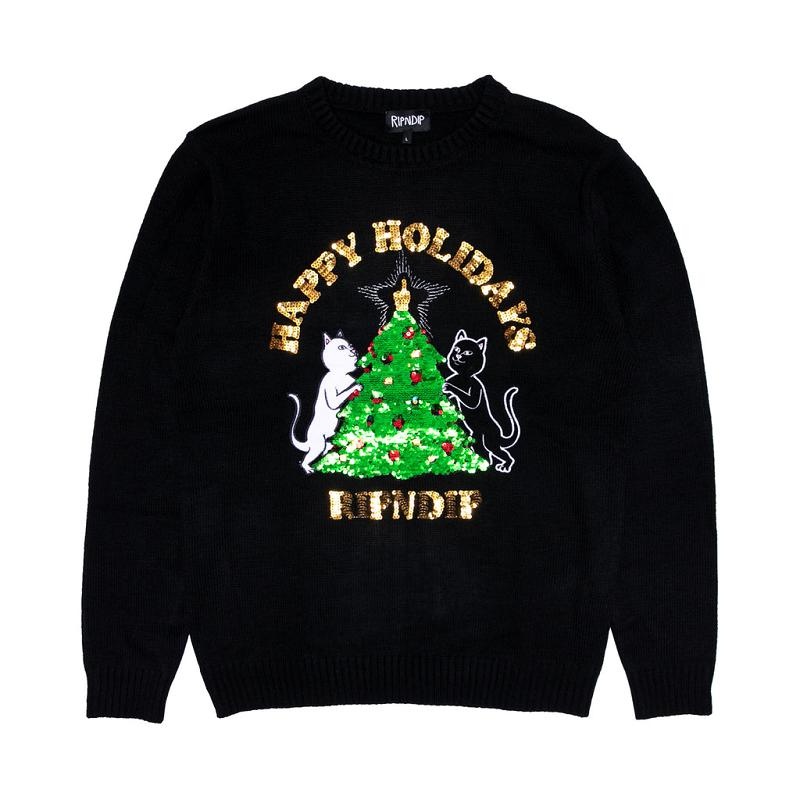 Ripndip Litmas Tree Knitted Sweaters Black | CA MA2155