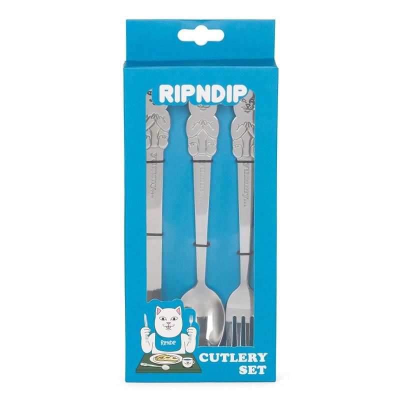 Ripndip Lord Nermal 3 PC Cutlery Set Accessories Silver | CA BC2756