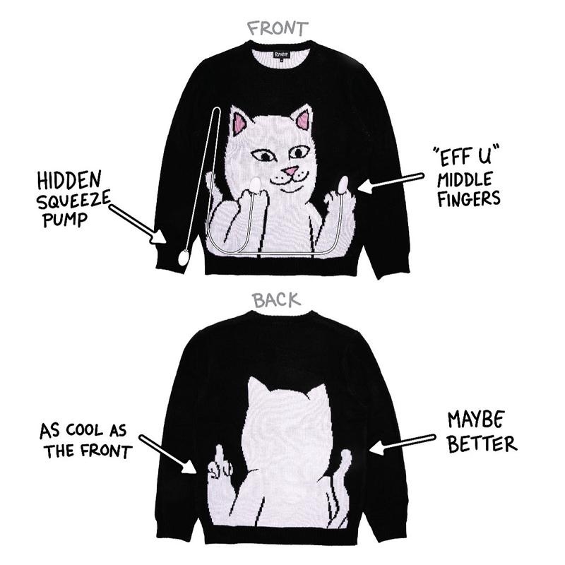 Ripndip Lord Nermal Flippy Knitty Sweaters Black | CA OR2138