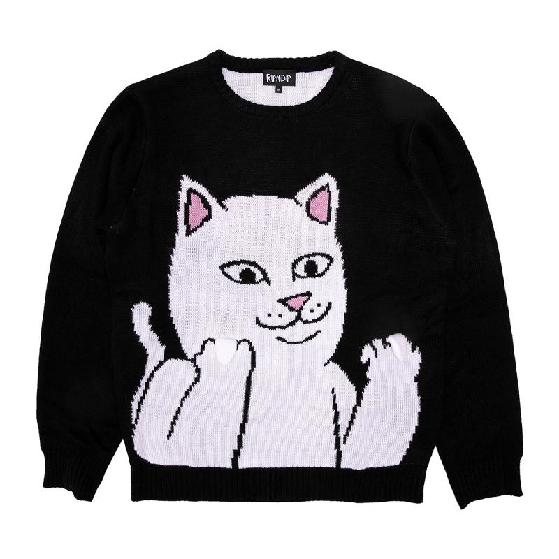 Ripndip Lord Nermal Flippy Knitty Sweaters Black | CA OR2138