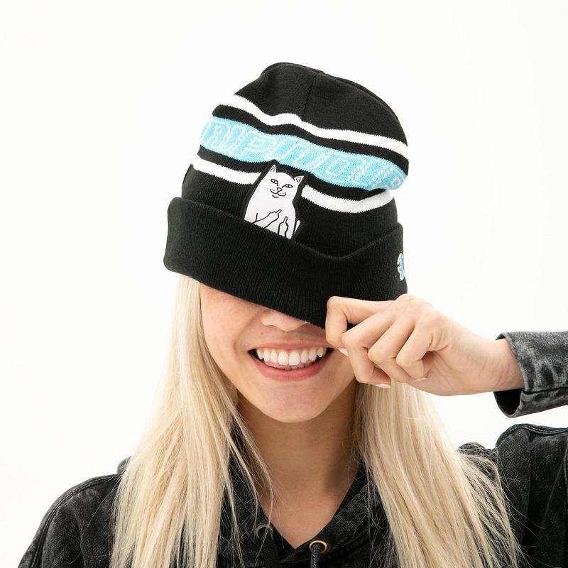 Ripndip Lord Nermal Striped Beanie Black | CA CE2099