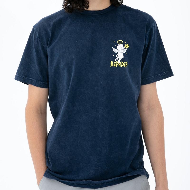 Ripndip Lullaby Shirts Navy Wash | CA ZG2305