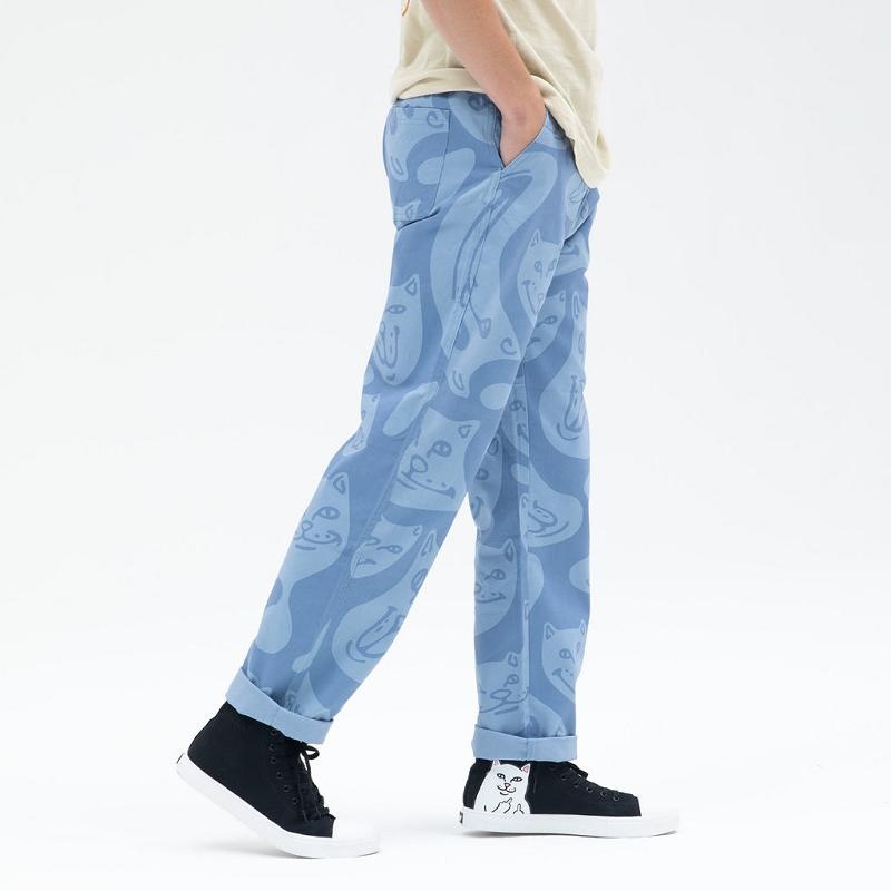 Ripndip Many Faces Cotton Twill Pants Blue | CA DN2417