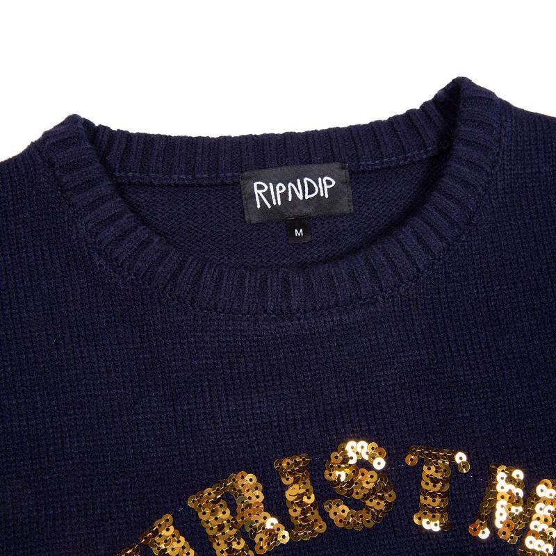 Ripndip Merry Litmas Light Up Sweaters Navy | CA QZ2156