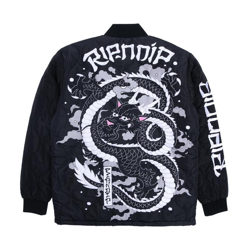 Ripndip Mystic Jerm Quilted Bomber Jackets Black | CA LH2489