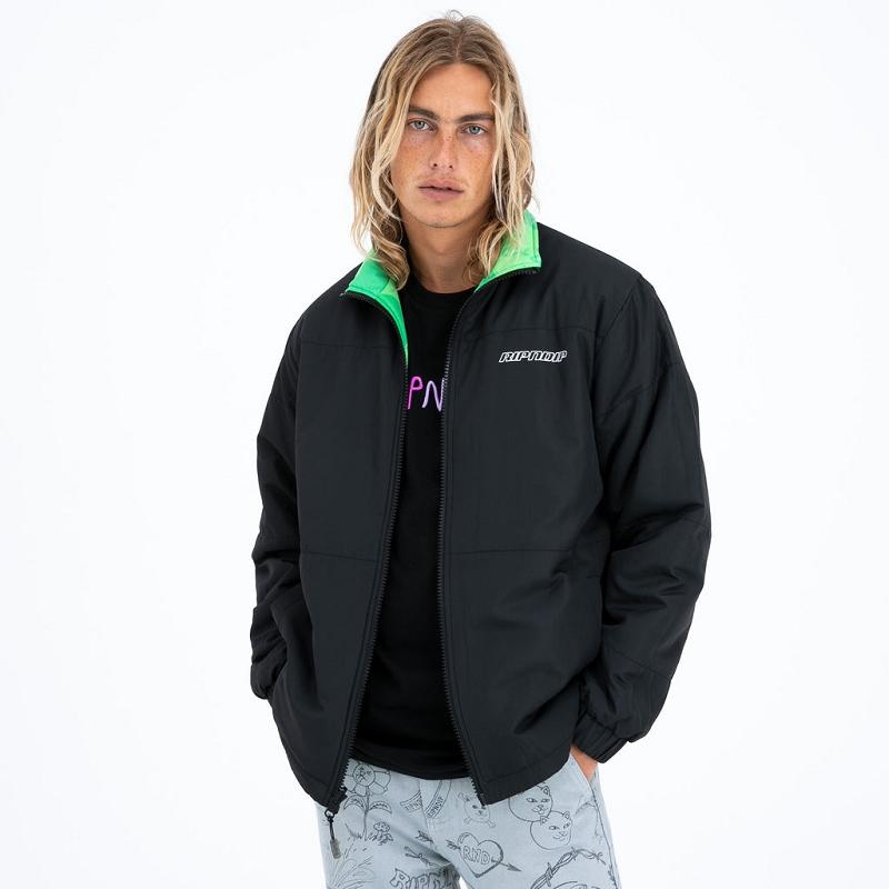 Ripndip Neo Nerm Reversible Field Puffer Jackets Black / Green | CA ZG2514