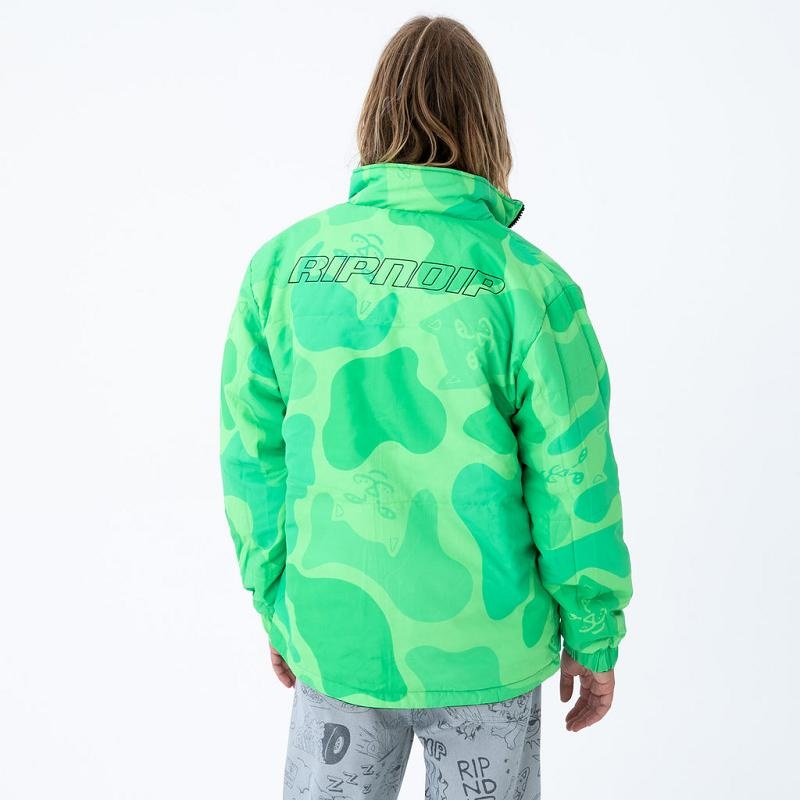 Ripndip Neo Nerm Reversible Field Puffer Jackets Black / Green | CA ZG2514