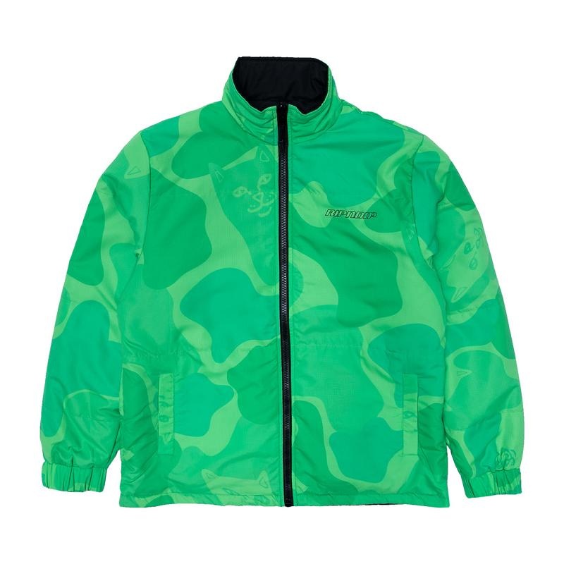 Ripndip Neo Nerm Reversible Field Puffer Jackets Black / Green | CA ZG2514