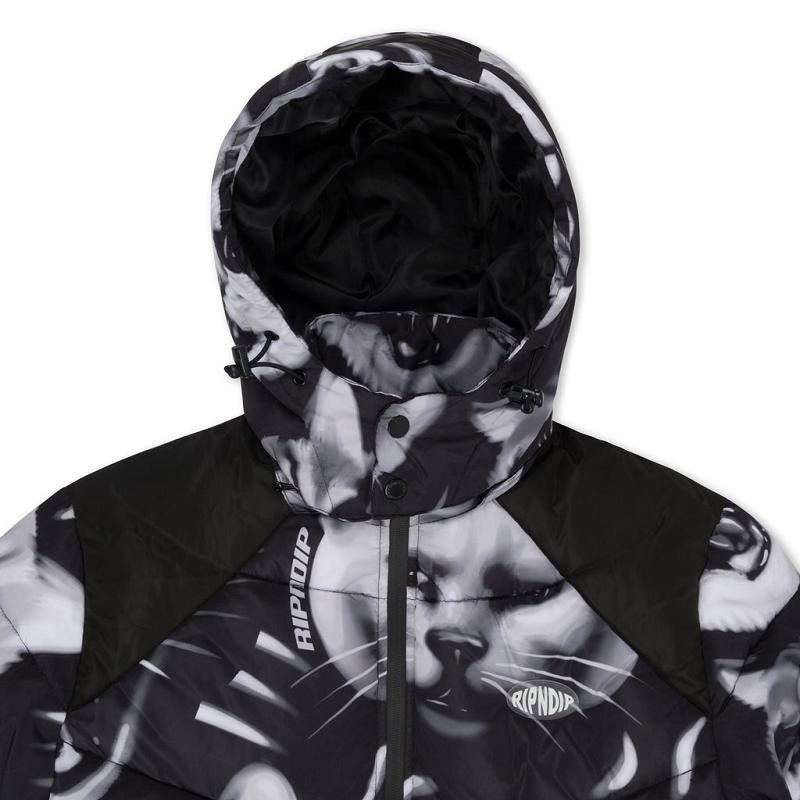 Ripndip Neon Cat Puffer Jackets Black | CA RW2478