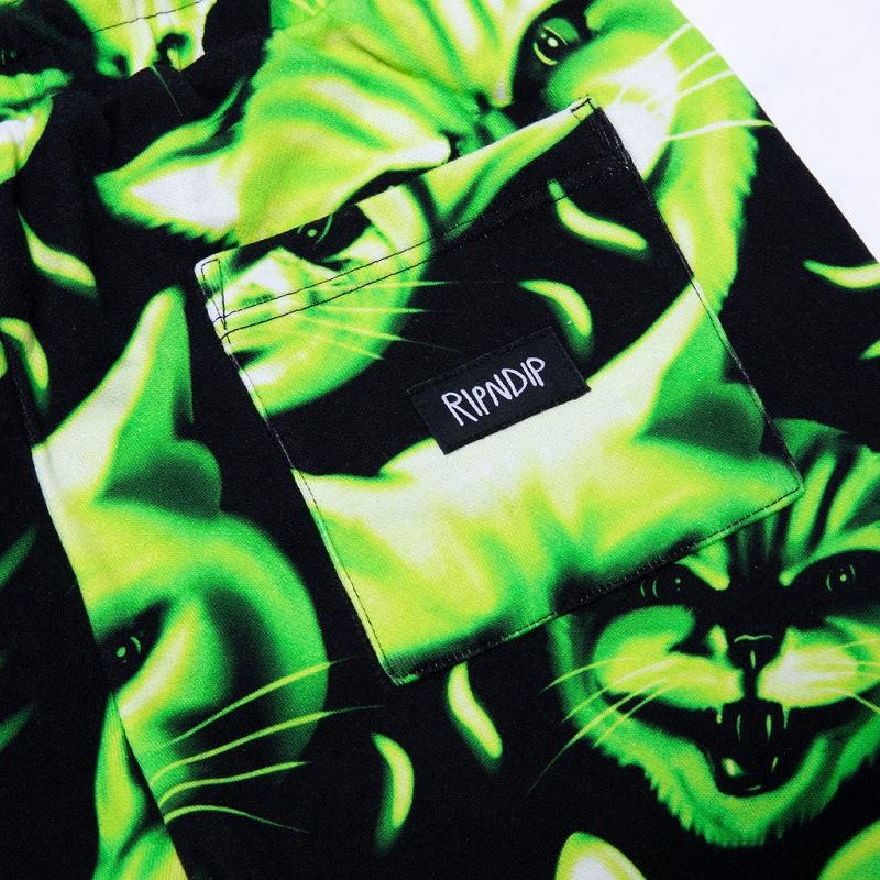 Ripndip Neon Cat Sweat Shorts Black | CA EX2210