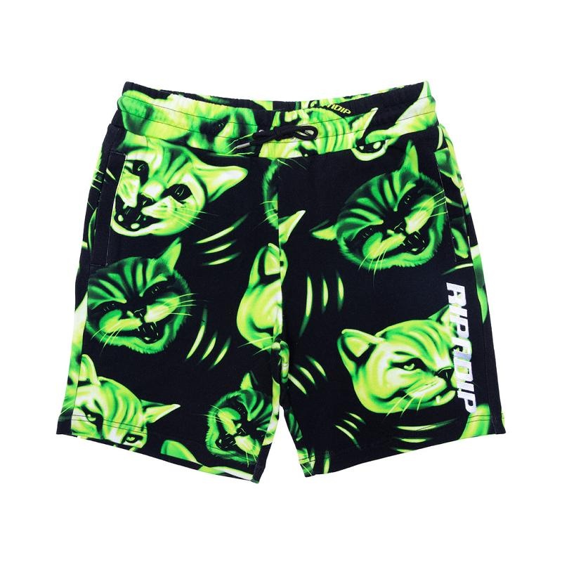 Ripndip Neon Cat Sweat Shorts Black | CA EX2210