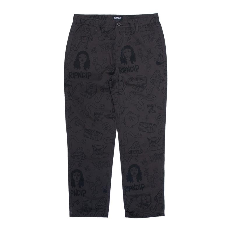 Ripndip Nerm Doodle Cotton Twill Pants Chocolate | CA PQ2394