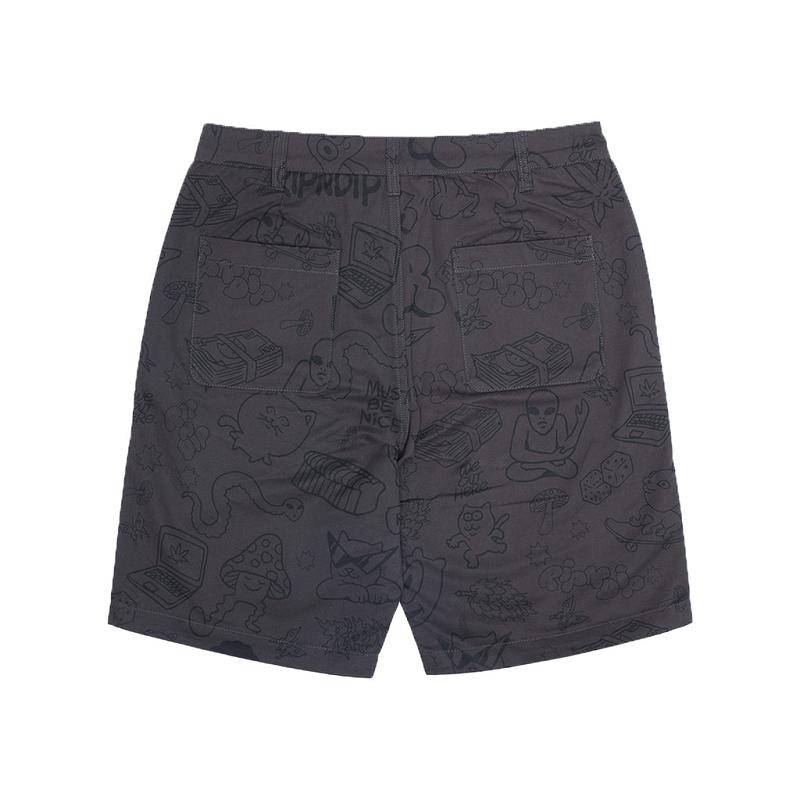 Ripndip Nerm Doodle Twill Shorts Chocolate | CA EX2184