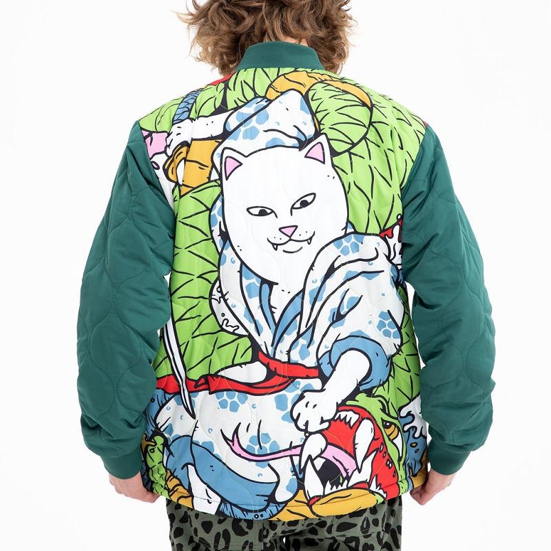 Ripndip Nermurari Warrior Quilted Bomber Jackets Deep Green | CA MA2508