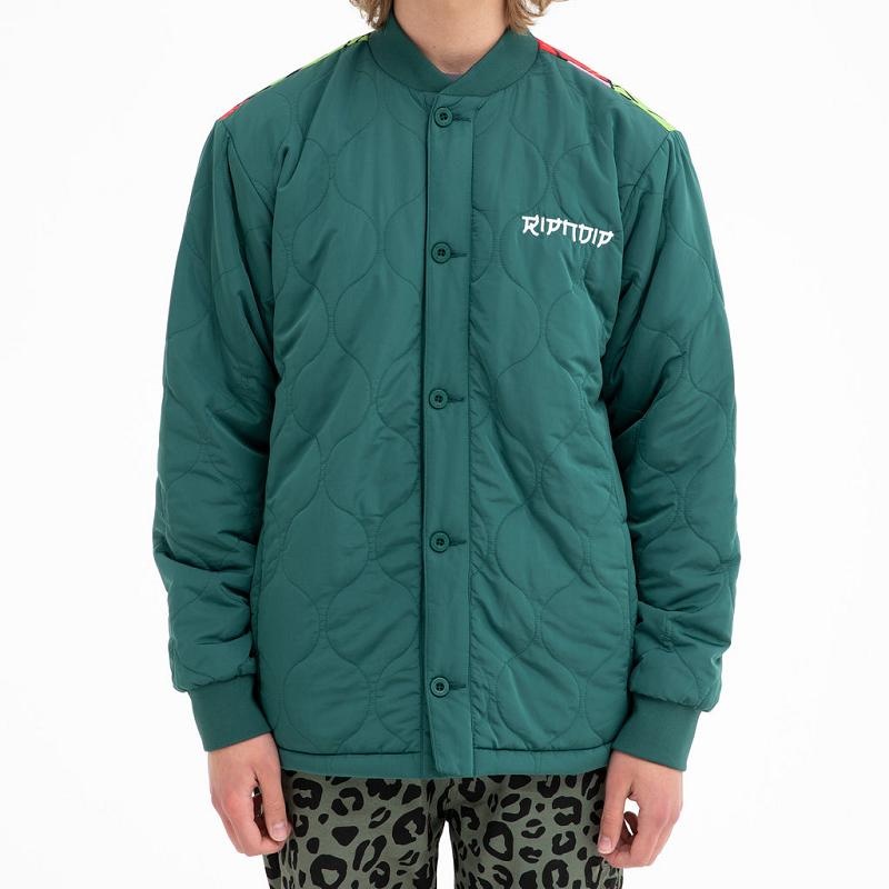 Ripndip Nermurari Warrior Quilted Bomber Jackets Deep Green | CA MA2508