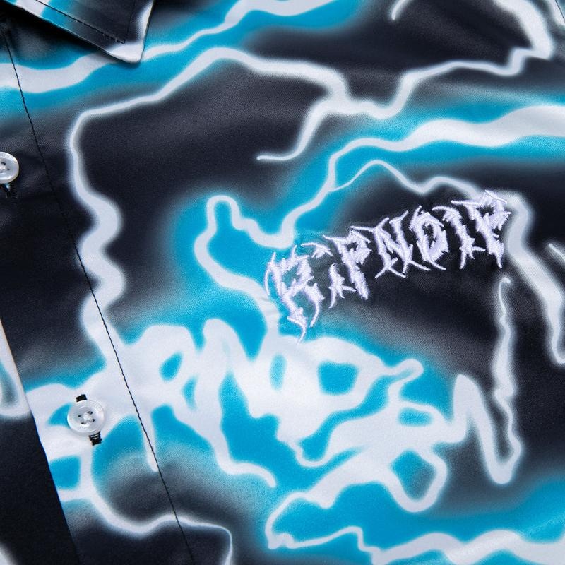 Ripndip Nikola Short Sleeve Button Up T Shirts Black / Blue | CA SO2115