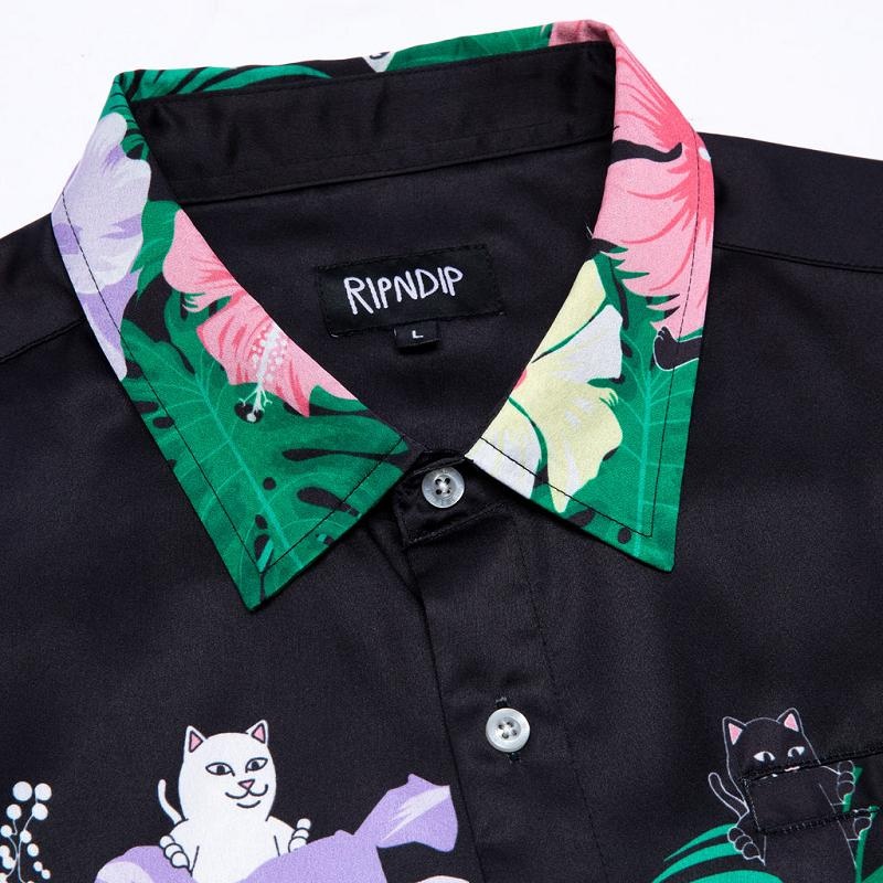 Ripndip Pablo Button Up T Shirts Black | CA FM2117