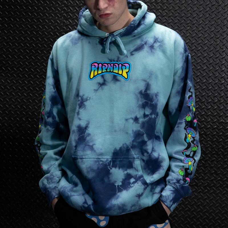 Ripndip Psychedelic Garden Hoodie Navy / Light Turquoise Wash | CA LH2515