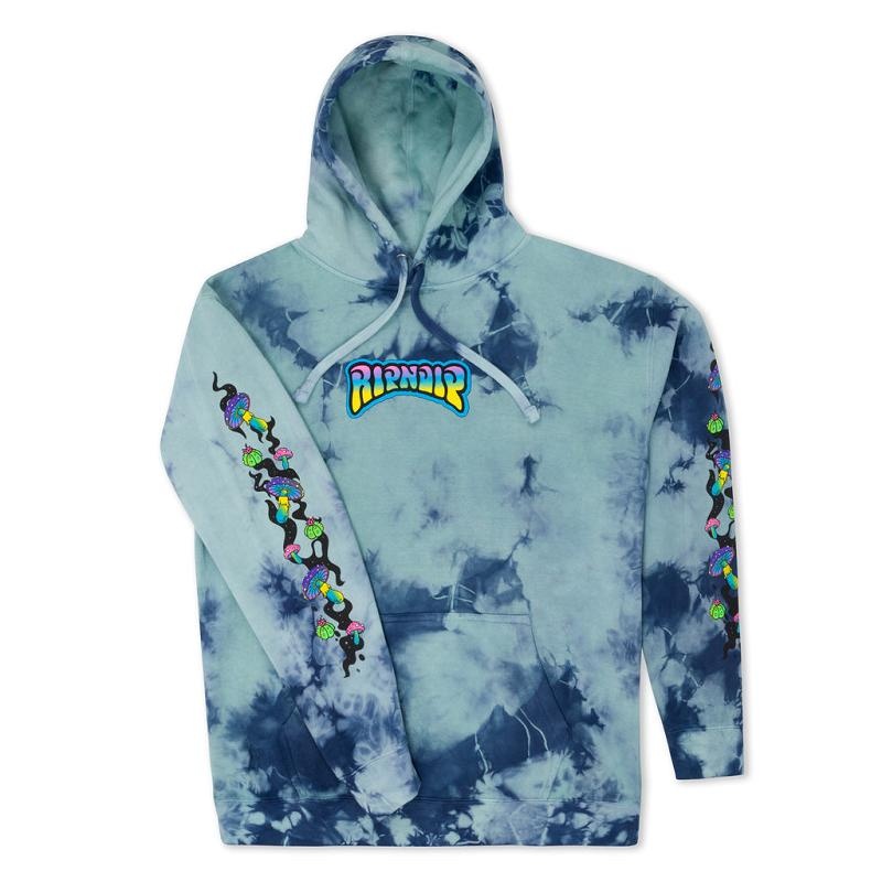 Ripndip Psychedelic Garden Hoodie Navy / Light Turquoise Wash | CA LH2515