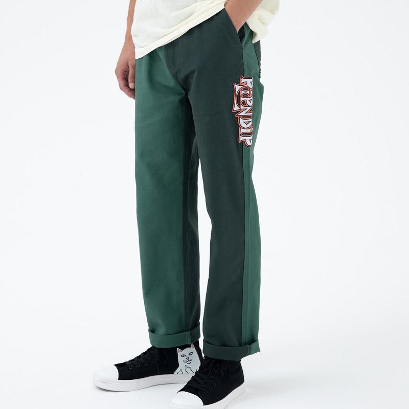 Ripndip Sensai Cotton Twill Embroidered Pants Turquoise | CA FM2416