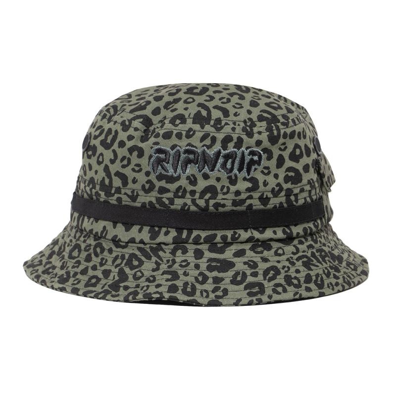 Ripndip Spotted Cotton Twill Bucket Hats Olive | CA RW2081