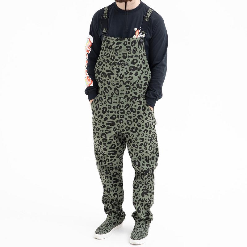 Ripndip Spotted Cotton Twill Overalls Pants Olive | CA LH2411