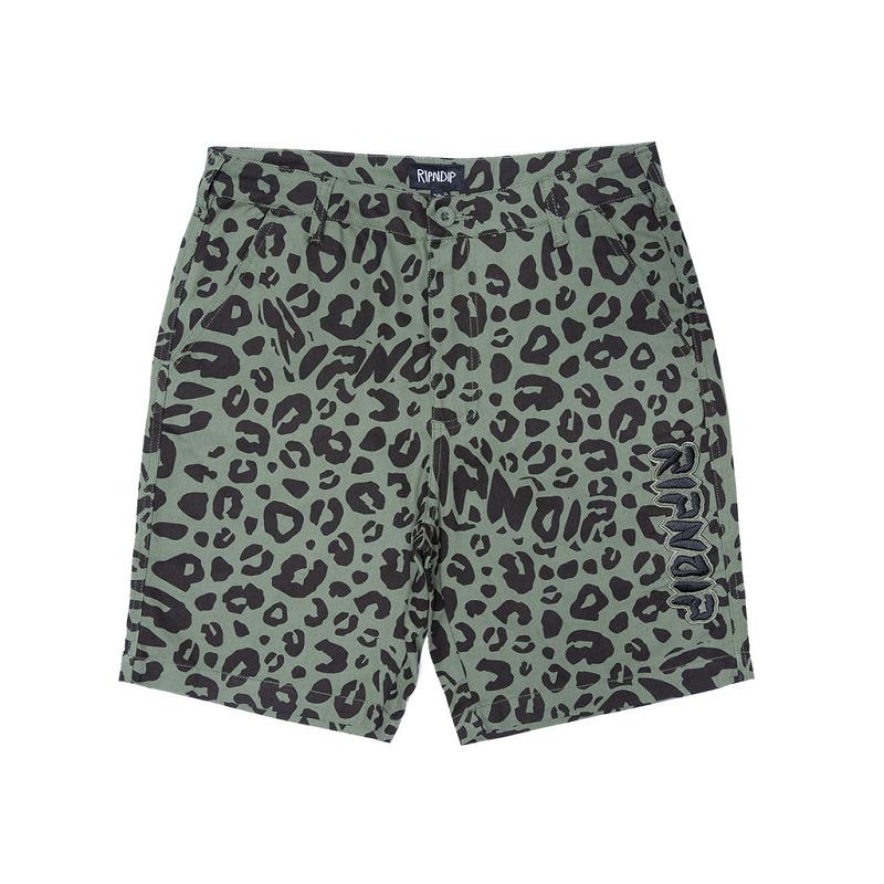 Ripndip Spotted Cotton Twill Shorts Olive | CA GL2196