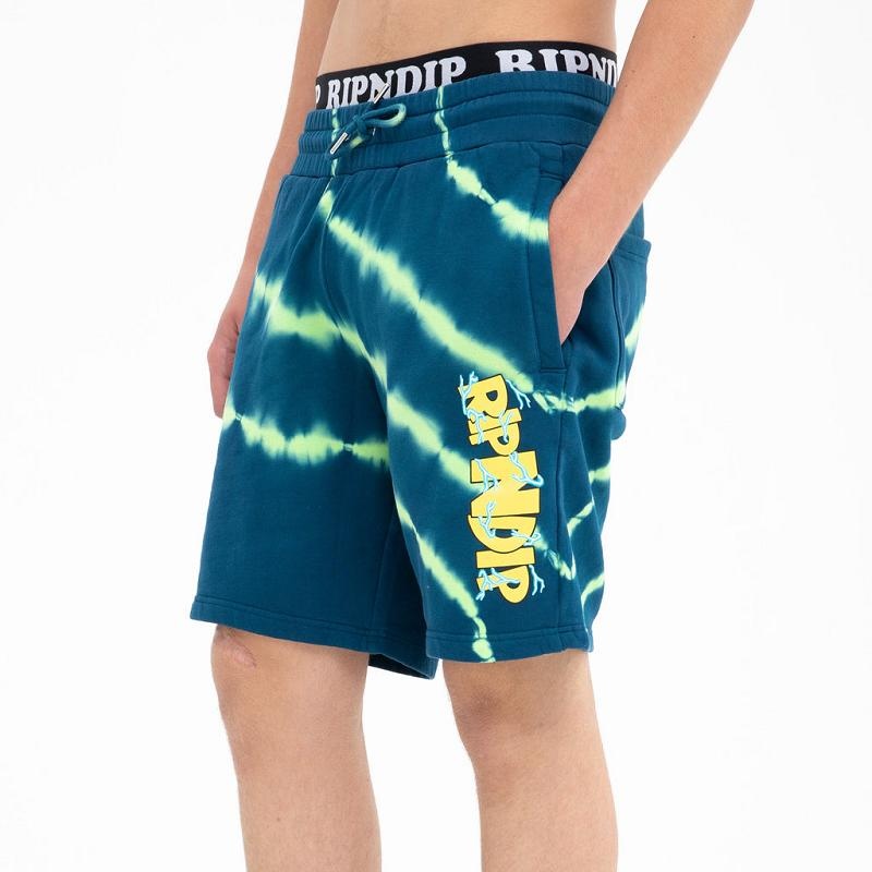 Ripndip Super Sanerm Sweat Shorts Navy / Green | CA FM2195