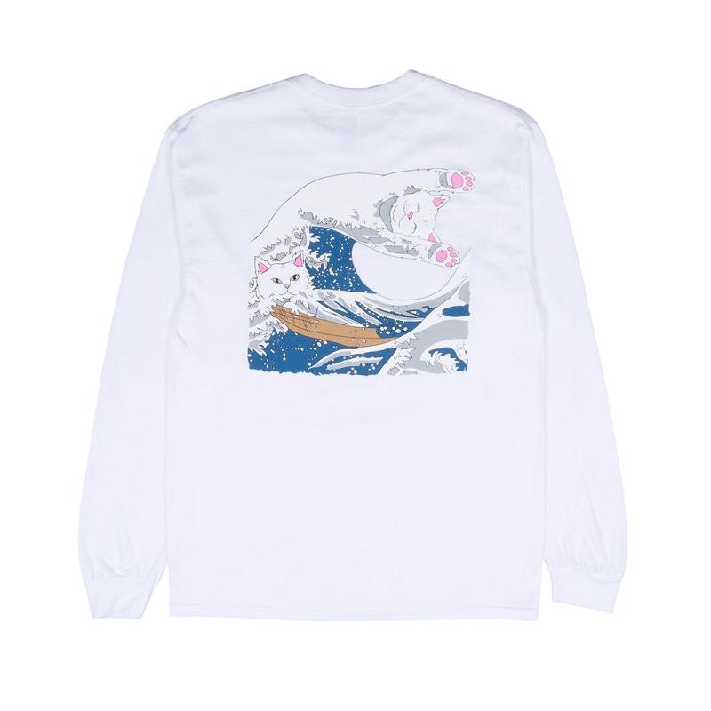 Ripndip The Great Wave Of Nerm Long Sleeve White | CA DN2443