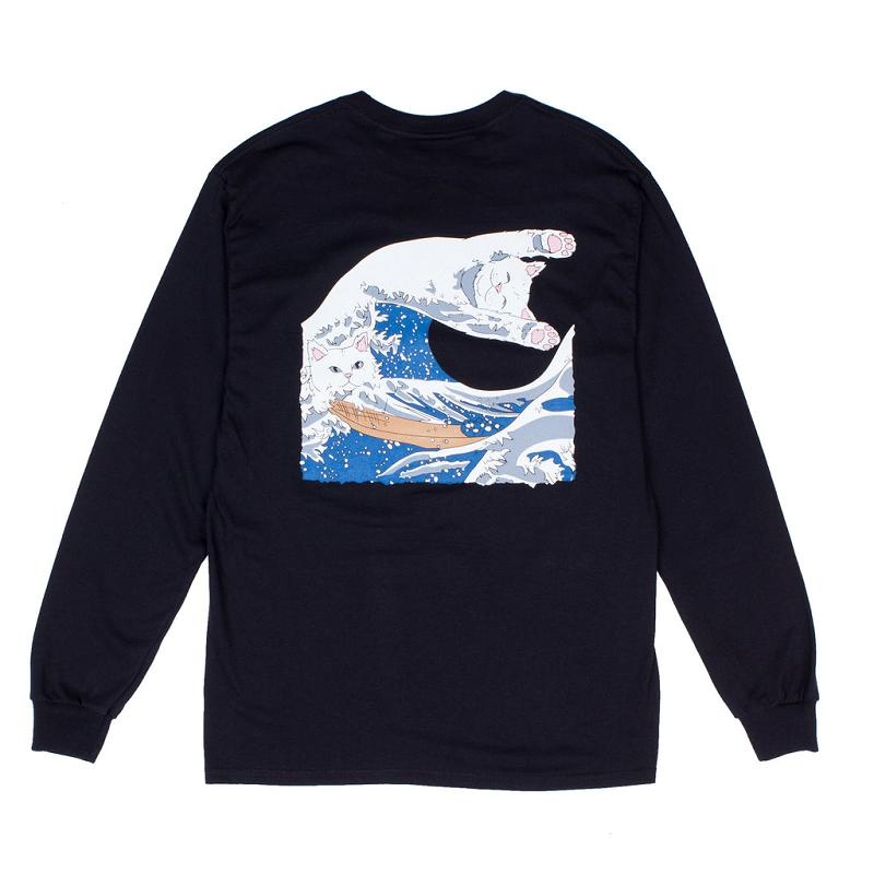 Ripndip The Great Wave Of Nerm Long Sleeve Black | CA FM2442