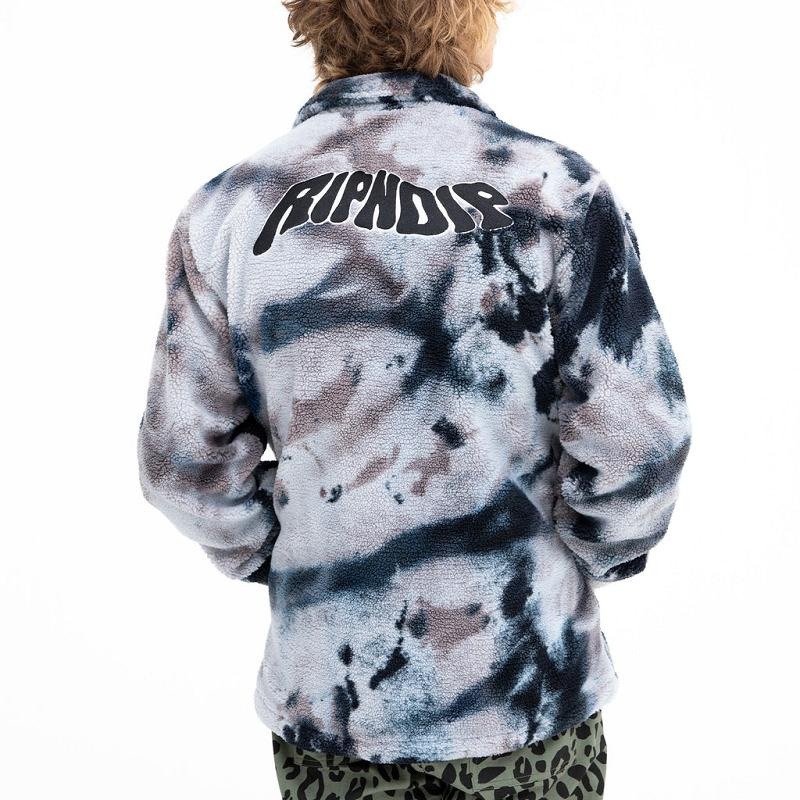 Ripndip Warped Tie Dye Sherpa Jackets Navy / Purple | CA EX2505