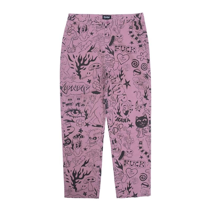 Ripndip We Don\'t Care Twill Pants Purple | CA DN2391